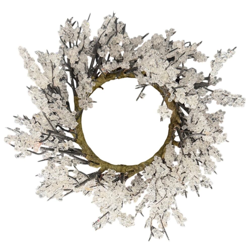 Crystal Candle Ring For Table 3" Pillar Winter Centerpiece Decor Icicle Wreath